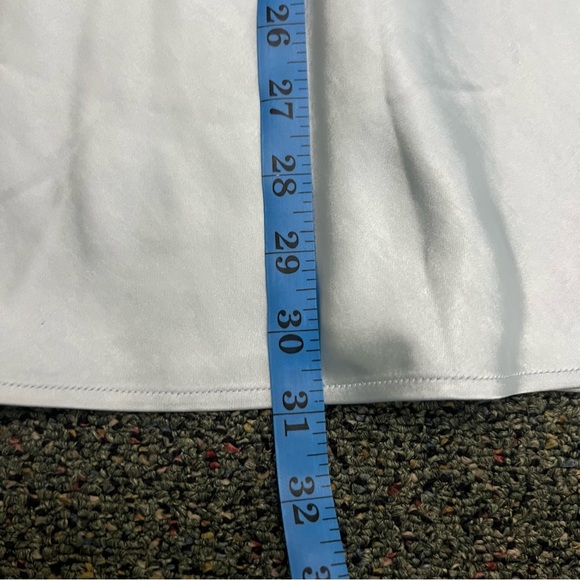 NWT JUPE NYC Pastel Baby Light Blue Satin Silk Midi Modest Slip Cute Skirt Sz L - Picture 12 of 13
